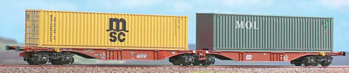 ACME AC40259 - Container Wagon Type Sggmrss ’90 CD Cargo with two “MSC” and “MOL” containers