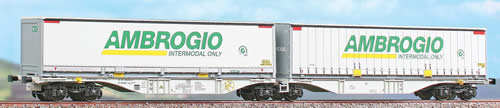 ACME AC40263 - Container Wagon Type Sggmrss ’90 AAE hired to IMT and used by Ambrogio with two swap bodies