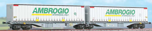 ACME AC40264 - Container Wagon Type Sggmrss ’90 Ambrogio with two “Ambrogio” swap bodies