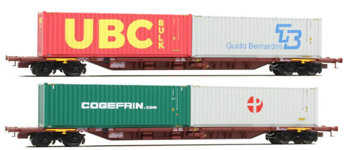 ACME AC45010 - Italian 2pc Container Wagon Set Type Sggnss loaded with containers of the FS
