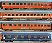 Adria Express: set with 4 cars, 1 x 1st class, 2 x 2nd class, 1 sleeping car, EP IV/V