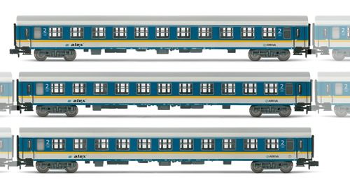 Arnold 4073 - Set x 3 coach units ALEX with 3 x type Bom coaches DB