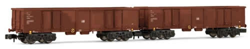 Arnold 6082 - Set x 2 open wagons type Eaos, weathered DR