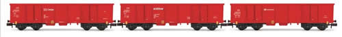 Arnold 6083 - Set x 3 open wagons type Eaos in red livery  (DB Cargo, Railion und DB Schenker)