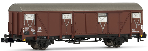 Arnold 6086 - Closed wagon Glmms61, black chassis, DB