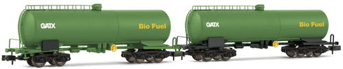 Arnold 6141 - Set x 2 fuel tank wagons:  “GATX Bio Fuel” DB /OBB