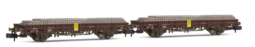 Arnold 6274 - Set x 2 maintenance wagons, type U-x153 / Kls-x448, loaded with concrete sleepers DB