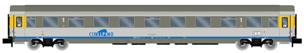 Arnold HN4266 - Cisalpino, passenger coach A, silver/grey livery, 1st class