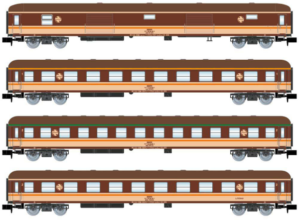 Arnold HN4296 - 4-unit pack DD 8100 luggage van, 1st class coach and 2 x 2nd class coach