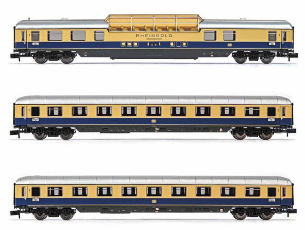 Arnold HN4313 - 3-unit pack Rheingold, consists of domecar and 2 Avmh coaches in blue livery