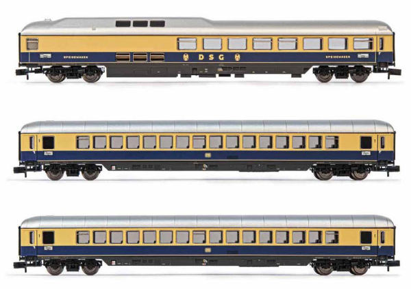 Arnold HN4314 - 3-unit pack Rheingold, consists of restuarant and 2 Apmh coaches in blue livery