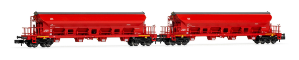 Arnold HN6389 - 2-unit set 4-axle hopper wagons with sliding roof Tads, traffic red livery