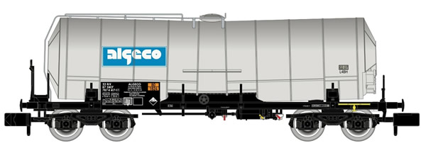 Arnold HN6394 - 4-axle Isolated Tank Wagon, silver livery with light weathering, “algeco”