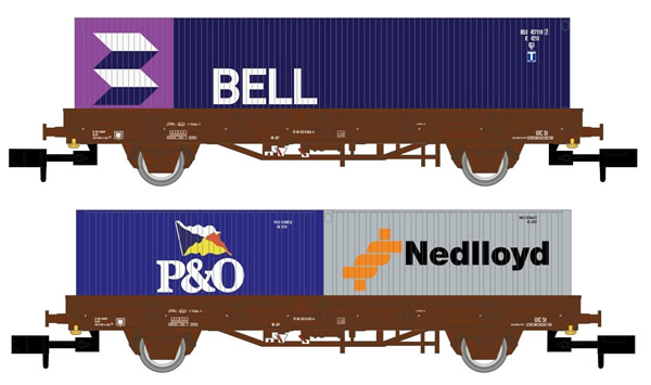 Arnold HN6400 - 2pc Flat Wagon Kbs Set with Container Loads
