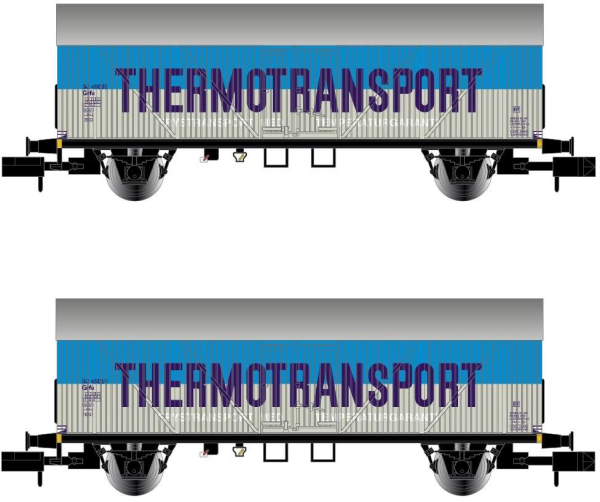 Arnold HN6402 - 2-unit set refrigerated wagons, blue grey livery, THERMOTRANSPORT