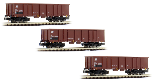 Arnold HN6414 - 3-unit set 4-axle open wagons Eaos, brown livery, loaded with scrap