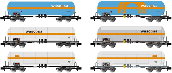 Arnold HN6435 - WASCOSA, 6-unit CDU 4-axle gas tank wagons in different liveries