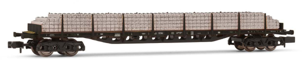 Arnold HN6463 - 4-axle flat wagon Sgjs716, DB, black livery, loaded with concrete sleepers