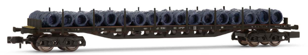 Arnold HN6464 - 4-axle flat wagons Sgjs716, DB, black livery, loaded with wire coils