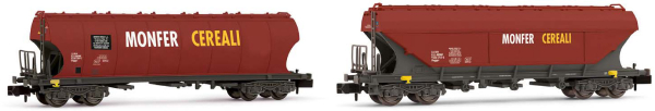 Arnold HN6469 -  2-unit pack 4-axle Uagpps wagon MONFER CEREALI bordeaux livery, rounded + flat walls