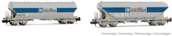 Arnold HN6510 - 2-unit pack Soufflet, hopper wagons with rounded and flat lateral side walls