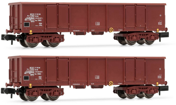 Arnold HN6532 - 2-unit set 4-axle open wagons Eas, brown livery, loaded with scrap