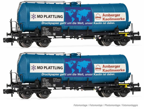 Arnold HN6542 - 2-unit pack, 4-axle tank wagons, blue livery Amberger Kaolinwerke