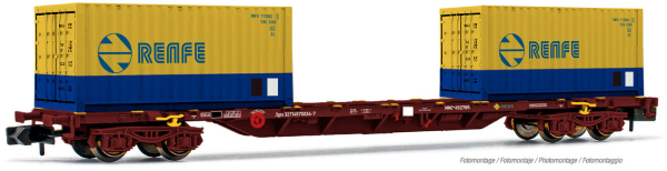Arnold HN6544 - 4-axle 60 container wagon MMC brown livery, loaded with 2 x 20 containers Contenemar