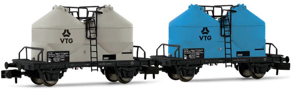 Arnold HN6640 -  2-unit pack of 2-axle silo wagon Ucs, grey livery