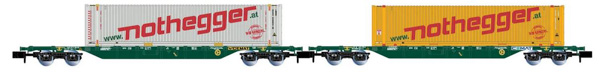 Arnold HN6657 - 2-unit pack 4-axle container wagons, green livery