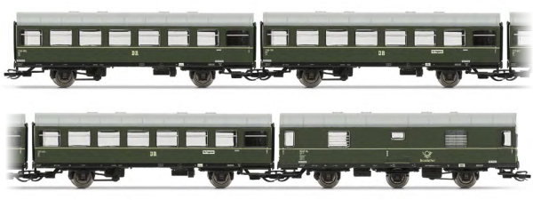Arnold HN9510 - 4-unit set Reko coaches, 3 x 2 axle + post van, DR, period III