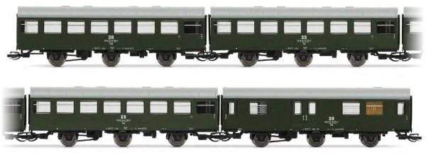 Arnold HN9511 - 4-unit set Reko coaches, 3 x 3 axle + luggage van, DR, period IV