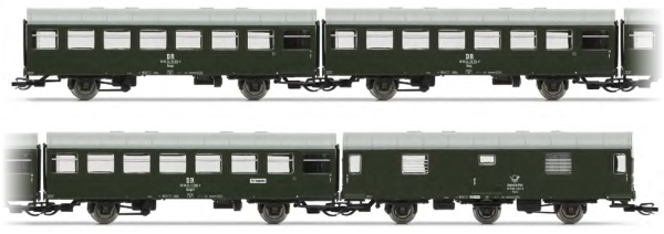 Arnold HN9512 - 4-unit set Reko coaches, 3 x 2 axle + post van, DR, period IV