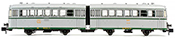 2-unit diesel railcar 591.500, silver livery with UIC markings
