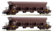 2-unit set 4-axle hopper wagons Facs, brown livery, loaded with brown coal