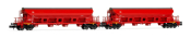 2-unit set 4-axle hopper wagons with sliding roof Tads, traffic red livery
