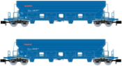 2-unit set 4-axle hopper wagons with sliding roof Tads, blue livery