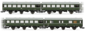 4-unit set Reko coaches, 3 x 3 axle + luggage van, DR, period III