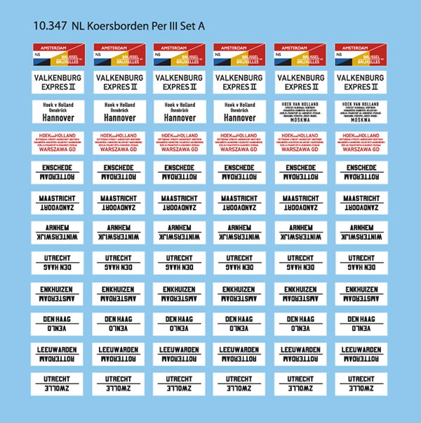 Artitec 10.347 - NL train destination plates per. III set A