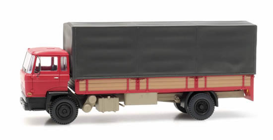 Artitec 487.051.02 - DAF tilt-cab A open bed truck with canvas red