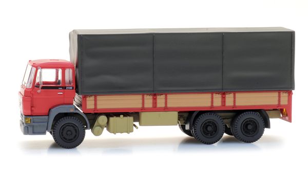 Artitec 487.053.05 - DAF tilt-cab C, tandem-axle,open bed truck with canvas, red