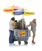 NYC hot dog cart + two figures