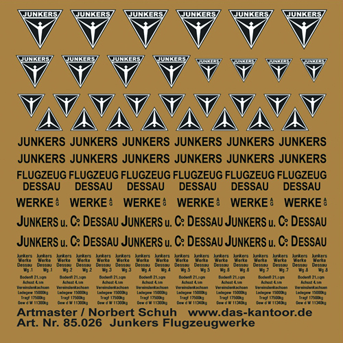 Artmaster 85026 - Junker aircraft (dry transfer) 