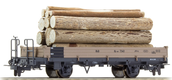 Bemo 2263110 - Low Sided Freight Wagen Type Kk-w with wood load