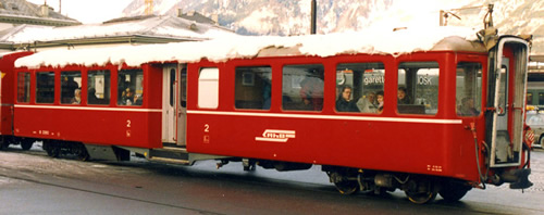 Bemo 3245112 - Swiss Passenger Coach B 2302 Center Entrance Car of the RhB