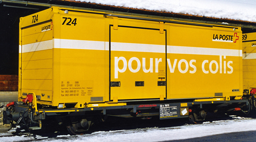 Bemo 9469105 - Swiss Lb-v 7865 Postal Container 724 pour vos colis of the RhB