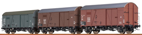 Brawa 45901 - 3pc Covered Freight Car Set Gms 30