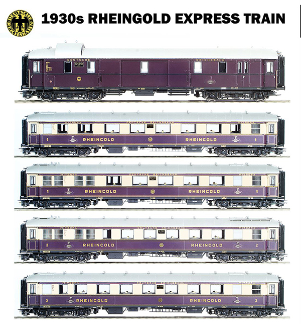 Brawa 45918 - Rheingold Express Train Coach Set DRG, 5-unit (DCC Sound Decoder)