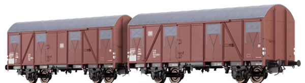 Brawa 47265 - German 2 Piece Covered Goods Wagon Set Gbs 245 of the DB