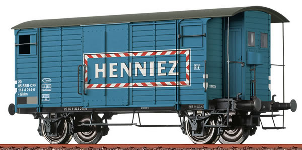 Brawa 47882 - Swiss Covered Freight Car Gklm Henniez Mineralwasser
